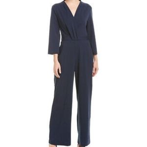 H by Halston long sleeve navy jumpsuit